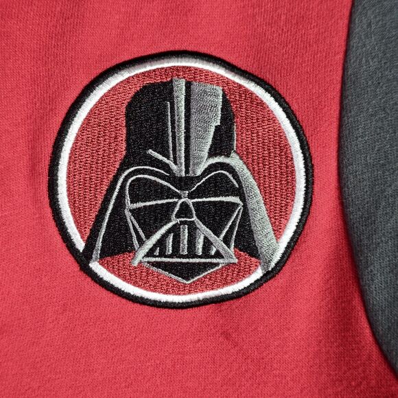 Star Wars Darth Vader Varsity Jacket Boys 7 8 Red Black Disney Graphic Fleece - Picture 6 of 15